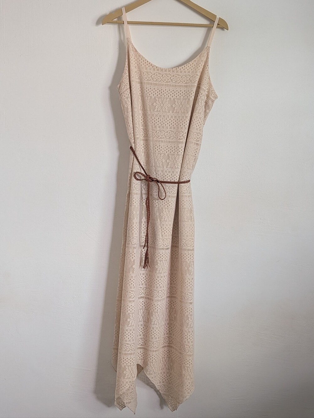 Crochet Style Maxi Dress with Belt
